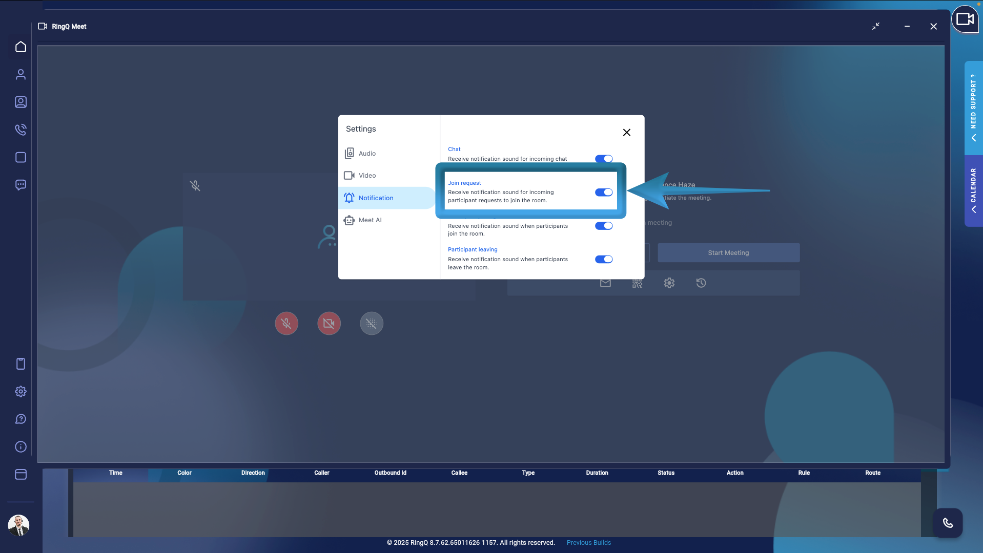 RingQ Meet Join request settings